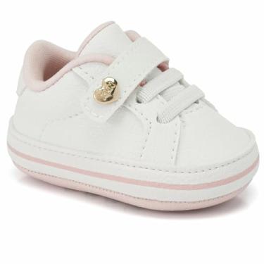 Imagem de Sapatinho Klin Bebê Menina Menino Branco Batizado Social (Branco/Rosa, BR, Bebê, Numérico, 15)