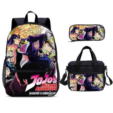 Imagem de Conjunto de mochilas escolares, mochila Jojo`s Bizarre Adventure, 3 unidades
