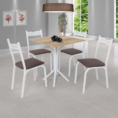 Imagem de Conjunto de Mesa Tampo 68cm com 4 Cadeiras Ana Branco/Marrom