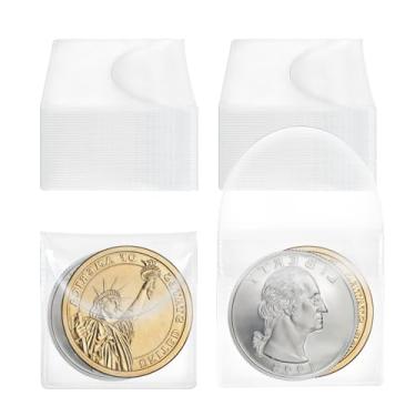 Imagem de Nextpal 60 peças de bolso único para moedas, protetores de moedas de plástico transparente para colecionadores, bolsas de armazenamento individuais para organização de joias de notas de moeda por