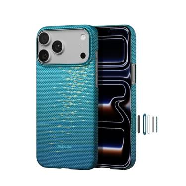 Imagem de pitaka Capa para iPhone 17 Pro Max de 6,9 polegadas com botão de controle de câmera, compatível com MagSafe, capa ultrafina com sensação de toque sem capa, tecido de fibra de aramida 1500D, brilho