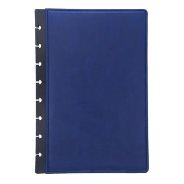 Imagem de ITSYHPRO Capas de caderno de couro PU (1 par) - tamanho júnior, compatível com Circa Arc TUL Happy Planner - capa planejadora de disco (júnior, azul)