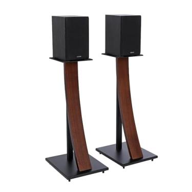 Imagem de EXIMUS One Pair Fixed Height Universal Speaker Floor Stands - with Real Wood - Espresso