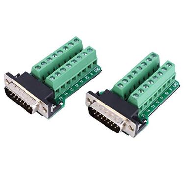 Imagem de LiebeWH Módulo de Sinal de Placa de Fuga de Cabeçalho Macho do Bloco Terminal DB15, 2 Unidades DB15 para Adaptador de Conector de Terminal, Com Leitura Clara, para Fiação Conveniente
