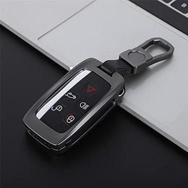 Imagem de CSHU Porta-chaves da capa do carro Porta-chaves Porta-chaves com anel, adequado para Land Rover Range Rover Sport Evoque Freelander 2 para Jaguar XF XJ XJL XE C-X16, fivela cinza