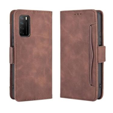 Imagem de Capa para HUAWEI Honor Play 4,Retro magnético Flip Case,Design de carteira de couro PU com slots de cartão removíveis -Brown