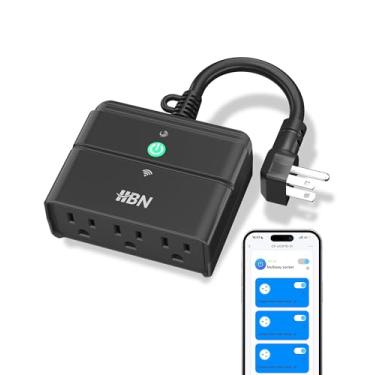 Imagem de HBN Plugue Inteligente Externo, Tomada Wi-Fi Resistente com 3 Tomadas Independentes, Compatível com Alexa e Google Assistant, À Prova D'Água Ip44, Tomada de Voz e Controle Remoto, Sem Necessidade de H