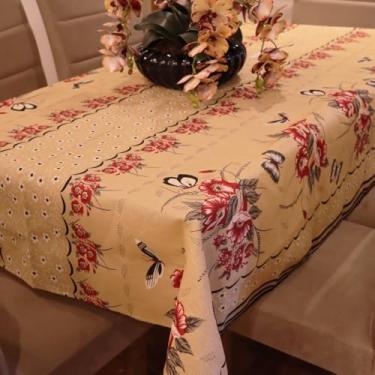 Imagem de Toalha de Mesa de Linhão Elegante e Durável - 4 6 ou 8 Lugares Tecido Sofisticado e Resistente (Borboletas,4 Lugares)