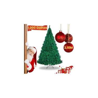 Imagem de Árvore de Natal Pinheiro Verde, 2,10m, 450 Galhos, Material PVC e Ferro, Decoração Natalina