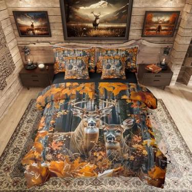 Imagem de Erosebridal Jogo de cama casal de 7 peças de veado camuflado | Jogo de cama rústico de caça, cervo, rural, rural, para crianças, meninos, homens, adultos, campo, caça, animal, rústico