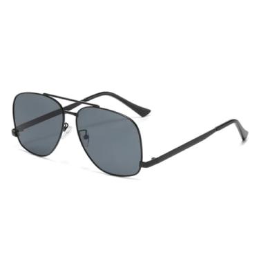 Imagem de HCHES Óculos de Sol Masculinos Versáteis com Armação Dupla em Metal para Condução (Preto)