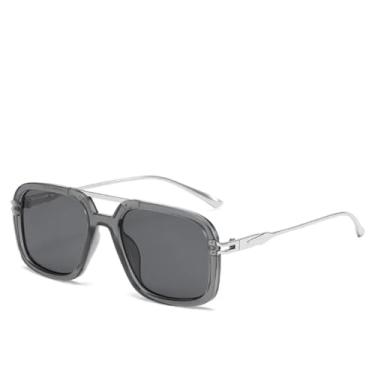 Imagem de VFDHN Óculos de Sol Grandes Retrô Femininos com Armação de Liga Metálica, Luxo Vintage, Lentes Degradê, Masculino e Feminino (TYJ365-2)