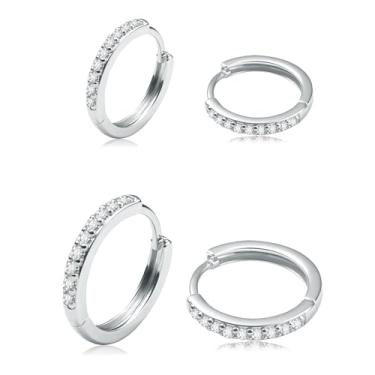 Imagem de Gemsme Brincos de argola de ouro para mulheres – Brincos de argola banhados a ouro 18 K, zircônia cúbica, hipoalergênico, cartilagem delicada para joias, Latão, Zircônia cúbica