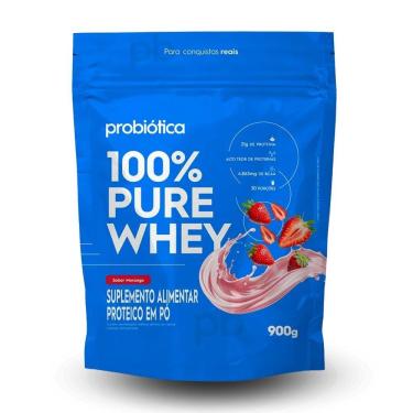 Imagem de Whey Concentrado 100% Pure (refil) Probiótica 900g Morango