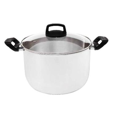 Imagem de Caldeirão De Aluminio Grosso Grande Com Tampa De Vidro 6,7 Litros