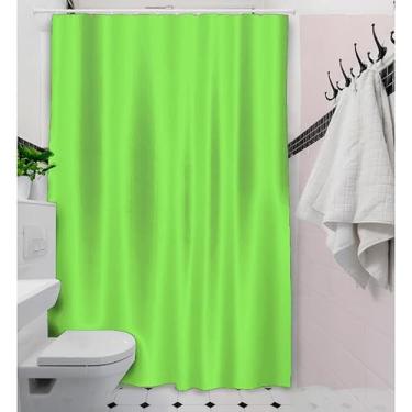 Imagem de Cortina de Box Banheiro Vinil com Ganchos – Cortina para Box Impermeável e Fácil de Limpar (LISA VERDE LIMÃO)