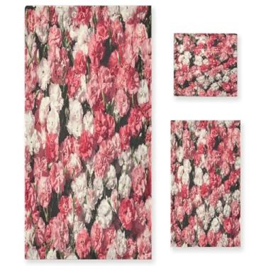 Imagem de Wassud Beautiful Bloom Conjunto de 3 toalhas de banho para dia dos namorados, toalhas super macias e absorventes para banheiro, toalhas de banho de secagem rápida, toalha de banho para academia, spa