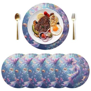 Imagem de Jogo americano de PVC com 6 tapetes de mesa de cozinha de 38 cm, lavável para festa de Natal