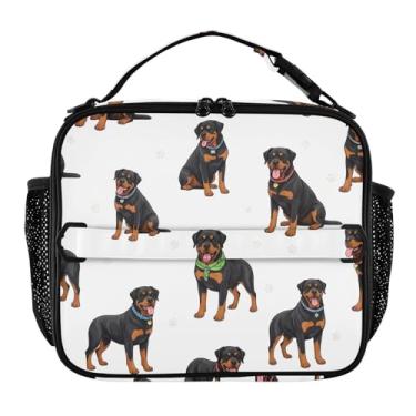 Imagem de Lancheira fofa com estampa de pata de cachorro Rottweiler para mulheres, meninas, lancheira, personalizada, infantil, masculina, lancheira para trabalho, bolsa térmica portátil para escola