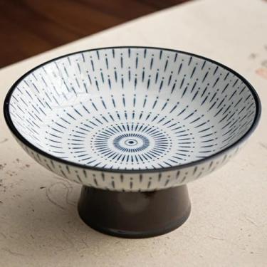Imagem de FENNYYAR Prato alto de cerâmica estilo chinês sob o esmalte colorido, 16,5 cm 16,5 cm, prato de buda com oferta de sobremesa