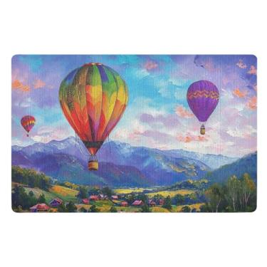 Imagem de Joisal Sky Hot Air Balloons Capachos para ambientes externos Absorventes Engraçados Tapete de boas-vindas 81 x 50 cm Tapetes de chão