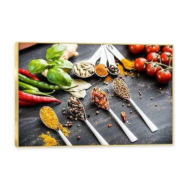 Imagem de NHLDZYH Molduras douradas. Temperos de imagem de cozinha moderna, impressão de arte, imagens para cozinha, decoração de parede de cozinha moderna. C43. 30 x 45 cm