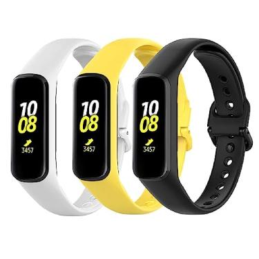Imagem de 3 pulseiras de silicone compativel com Fit 2 r220 SM-R220 (Branco/Amarelo/Preto)