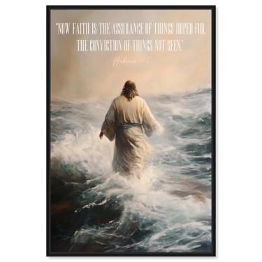 Imagem de Faith is Assurance Impressão em tela Jesus Wall Art por Art Remedy, moldura preta, 40 x 61 cm