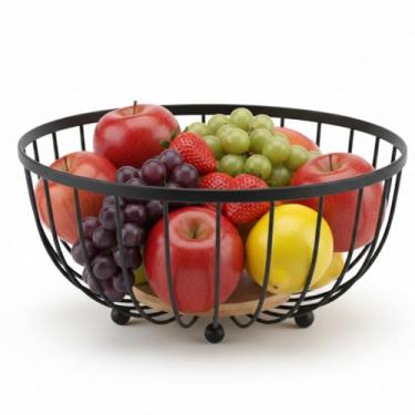 Imagem de Fruteira de Mesa Decorativa Cesto de Frutas de Metal Centro de Mesa Moderno para Cozinha