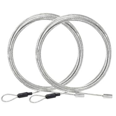 Imagem de Cabos de porta de garagem de aço inoxidável 304 para porta de 2,4 m – 2,7 m de comprimento, cabos de aço resistente pacote com 2 | Kit de substituição de cabo de porta de garagem