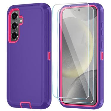 Imagem de ONOLA Capa de telefone para Samsung Galaxy S24 com protetor de tela HD, resistente, à prova de choque e à prova de quedas, capa de telefone de 3 camadas para Galaxy S24 de 6,2 polegadas, roxo rosa