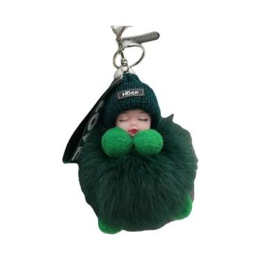 Imagem de Chaveiro De Pelúcia De Bebê Dormindo Com Pompom Fofo Para Mulheres E M