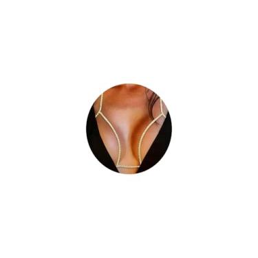 Imagem de Corrente de sutiã com corrente de diamante, corrente corporal feminina, sexy, biquíni, boate, corrente corporal, joia, one size fits all, Strass + cobre + aço inoxidável, artificial