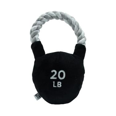 Imagem de BAMLA Animais de estimação Kettlebell Brinquedo engraçado para cães – Paródia de pelúcia, várias camadas internas de malha, corda de nylon resistente e enrugada