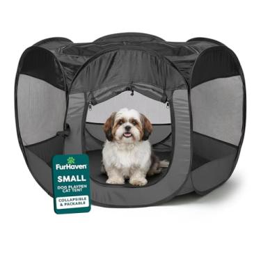Imagem de Furhaven Barraca portátil para cães e gatos, playground/canil dobrável para ambientes internos e externos - cinza, pequena