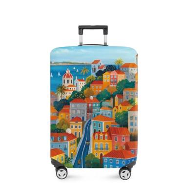 Imagem de ANNA QUEEN Capa de mala, protetor de mala, capa de viagem para bagagem de 50 a 86 cm, acessórios de viagem de elastano extensível e lavável, 119, M(fits 24-26Inch suitcase), Moderno