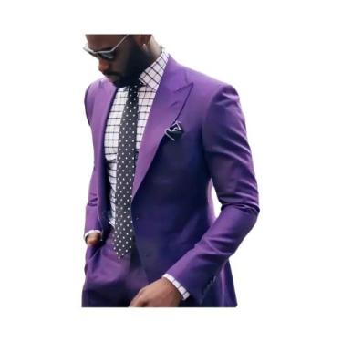 Imagem de Ternos Slim Fit Para Meninos Roxo Casual Inteligente Com Lapela Person