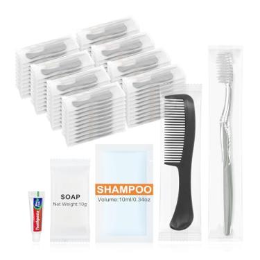 Imagem de Lomgwumy Kit de higiene, kit de escova de dentes de viagem apresenta itens embalados individualmente. Suprimentos de higiene a granel são ideais para viagens, hotéis, acampamento e uso doméstico