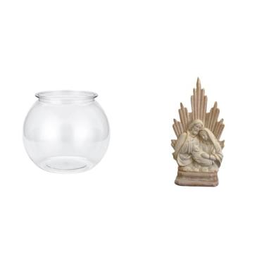 Imagem de Whtkoph Estátua Da Sagrada Família, Escultura Clássica Cristã Católica para Aquário Pequeno, Ornamento Redondo Pequeno, Vaso para Aquário, Decoração para Casa