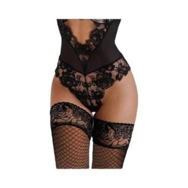 Imagem de Meias Longas Transparentes De Renda Sexy Para Mulheres, Antiderrapante