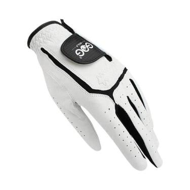 Imagem de Luvas De Golfe Masculinas Em Couro De Ovelha Branco E Preto Com Palma 
