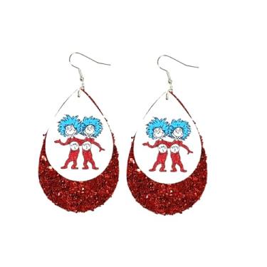 Imagem de Purple Myrtle Brincos pendentes de personagem Thing, acrílico com glitter vermelho, tamanho grande para mulheres, tema de férias, 2 peças