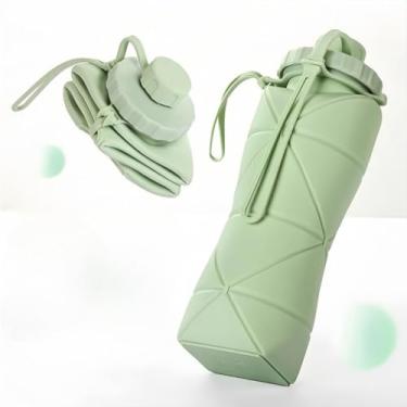 Imagem de Garrafas Dobráveis De Água Silicone Portáteis Reutilizáveis Ginásio De Viagem De Grande Capacidade arrafa dobravel，garrafa corrida，garrafa agua(VERDE)