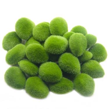 Imagem de 30 peças de pedras artificiais de musgo a granel, bolas de musgo verde para decoração de jardim, artesanato, arranjos florais, plantas de interior, adereços de fotografia
