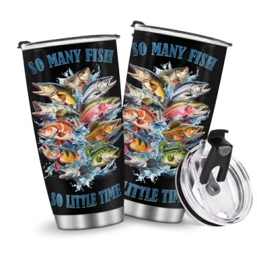 Imagem de Caneca de café para viagem com isolamento térmico garrafa de água estilo peixe meninos meninas presentes para Natal, aniversário, dia das crianças, presente de aniversário masculino 590 ml, alça