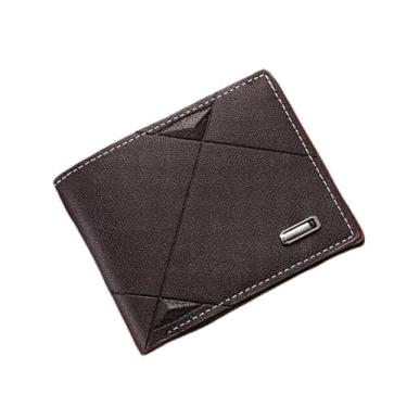 Imagem de Carteira masculina fina com clipe para dinheiro, carteira minimalista com zíper, carteiras masculinas dobráveis com porta-cartão de crédito, carteira masculina de couro sintético com porta-moedas