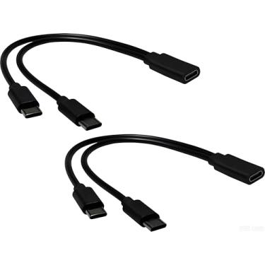Imagem de PLSNCFSM Pacote com 2 cabos USB C divisor 1 entrada 2 saídas USBC carregamento Y 7,8 polegadas (apenas carregamento/sem dados)