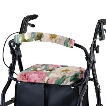 Imagem de Conjunto de capa de assento e encosto de rollator – Acessórios removíveis e laváveis para idosos – Acessório de andador elegante para idosos – Padrões ajustáveis