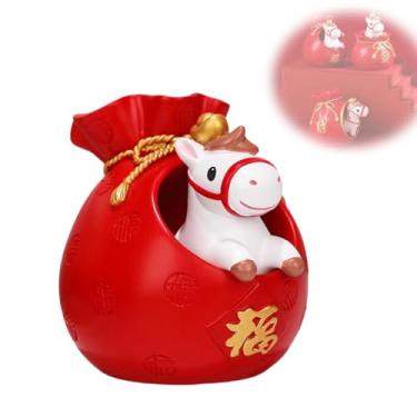 Imagem de Horse Statue Decorative Jar, Cute Pony Design Figurines With Storage Bag, Mini Resin Animal Shape Home Desk Decoration & Car Ornament, Ideal New Year Gift (Style C)