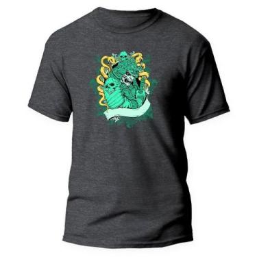 Imagem de Camiseta Básica Algodão Premium Estampa Digital Samurai Mamu, Grafite,